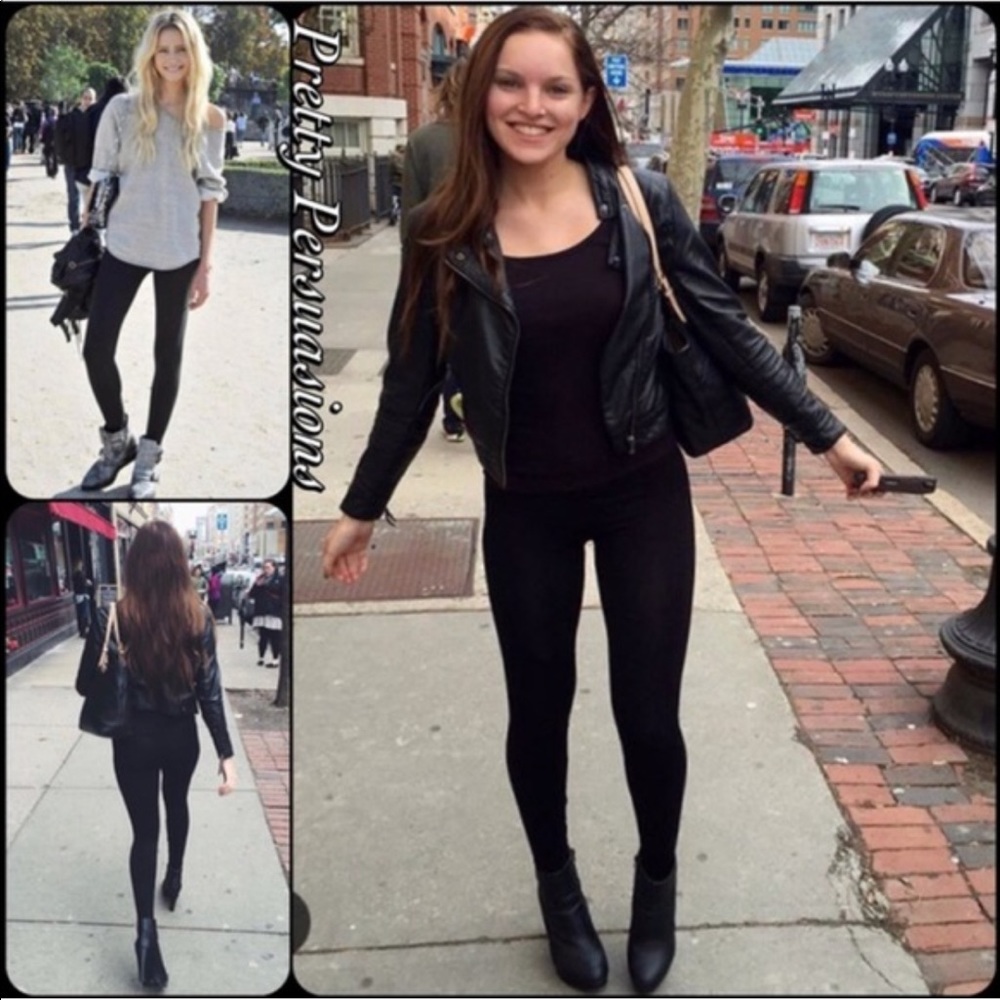 Black Fleece Lined Soft Comfy Full Length Leggings - Picture 6 of 7